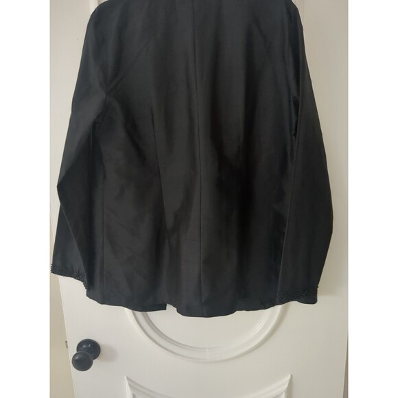 Bloomingdales Jacket Size 14 100% Black Silk Black Sequin Beads - Picture 6 of 11